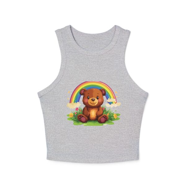 Rainbow Bear Women’s Micro Rib Racer Tank Top – Colorful & Cute | Quirky Creatures - Image 9