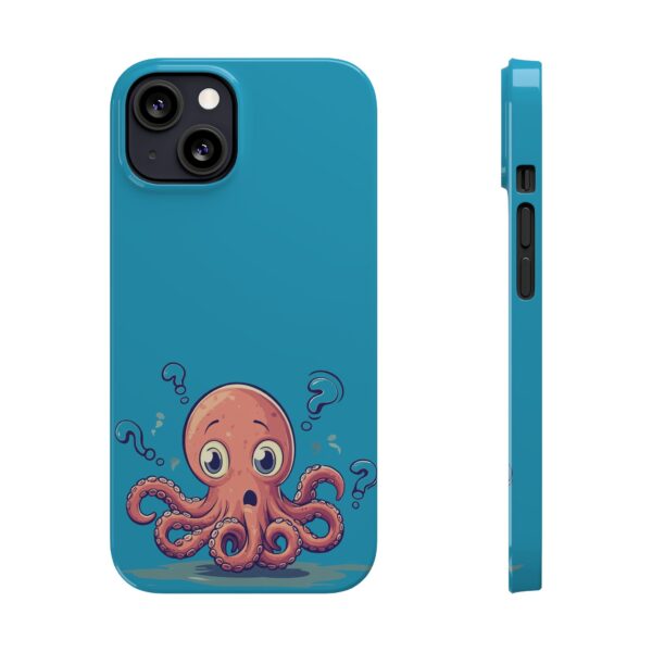 Cute Octopus Phone Case – Turquoise/Blue Minimalist Design | Fits All iPhone Models | Quirky Creatures - Image 2