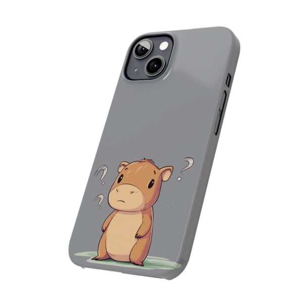 Cute Capybara Phone Case – Gray Minimalist Design | Fits All iPhone Models | Quirky Creatures - Image 3