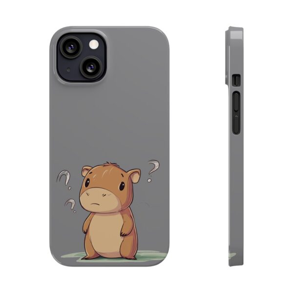 Cute Capybara Phone Case – Gray Minimalist Design | Fits All iPhone Models | Quirky Creatures - Image 2