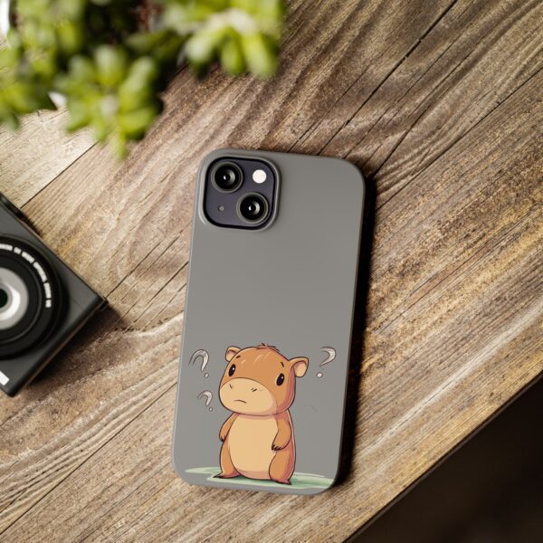 Cute Capybara Phone Case – Gray Minimalist Design | Fits All iPhone Models | Quirky Creatures - Image 4