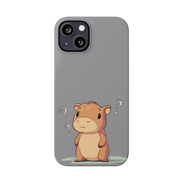 Cute Capybara Phone Case – Gray Minimalist Design | Fits All iPhone Models | Quirky Creatures