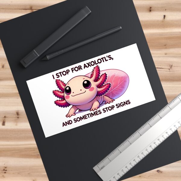 Axolotl Bumper Sticker – Cute, Funny & Quirky Car Decal for Axolotl Lovers! - Image 3