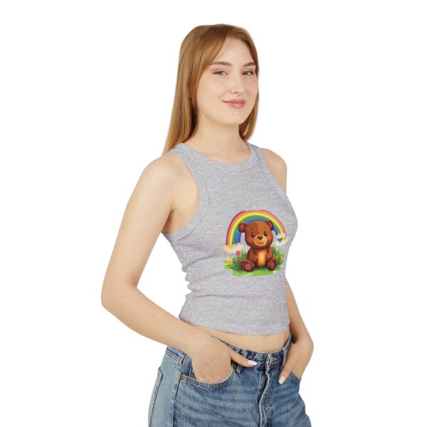 Rainbow Bear Women’s Micro Rib Racer Tank Top – Colorful & Cute | Quirky Creatures - Image 11