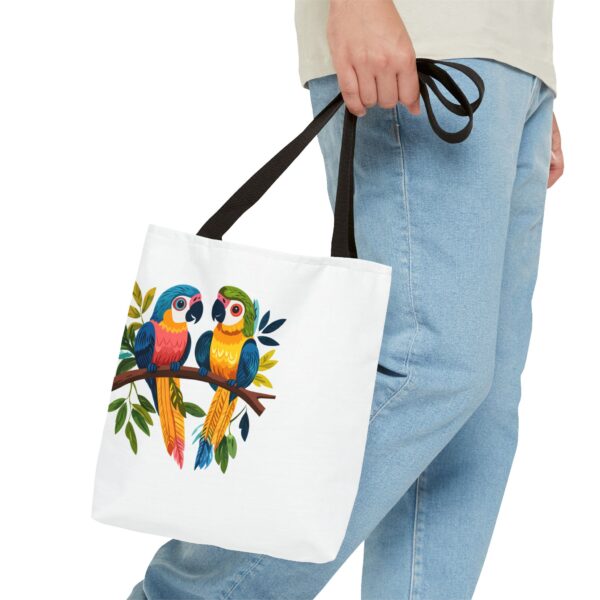 Parrots on a Branch Tote Bag – Colorful & Stylish Reusable Bag | Quirky Creatures - Image 3